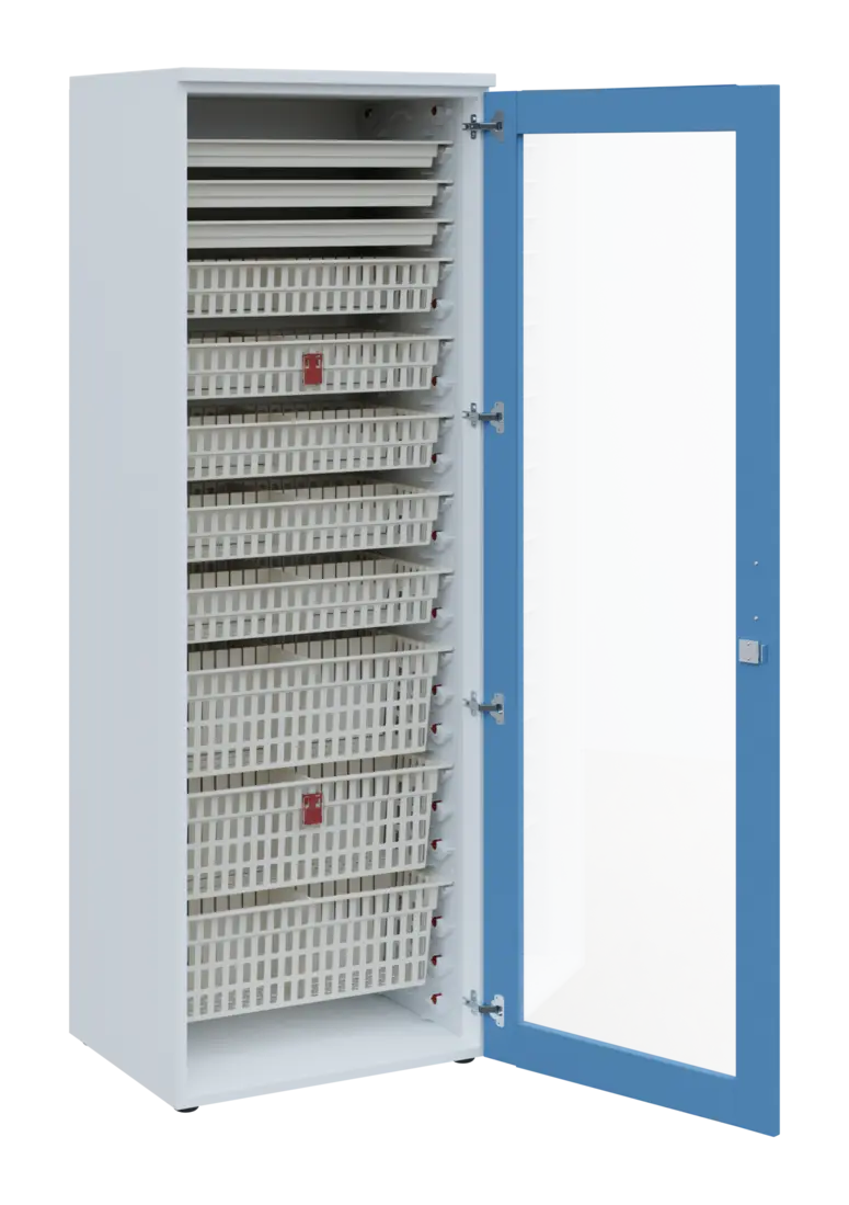 EUROMEDICA S - 66 ABS skříň léková boxová, 1-dveřová/prosklená, pravá, 1950x660x535, korpus bílý, dv